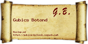 Gubics Botond névjegykártya